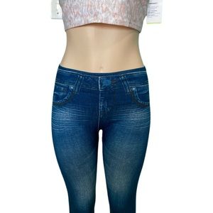 Women Skinny Sexy Jeggings Slimming Leggings Faux Denim Jeans SZ XL